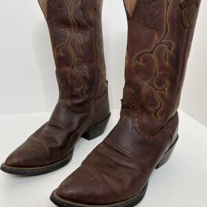 Justin L2551 Brown Leather Embroidered Western Cowgirl Cowboy Boots Women's 6.5B